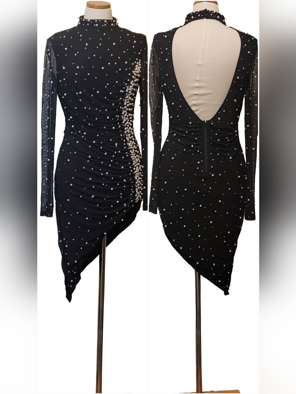 Banjul Sheer Pearl Embelleshed Beaded Date Night Ladies Night Out Party Dress
